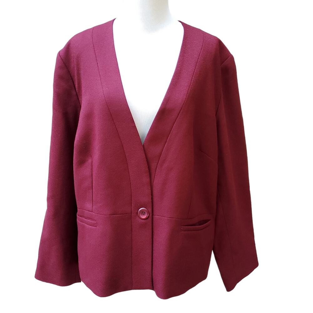 Pendleton Red Virgin Wool Blazer Jacket Women's Size 16W Career Office